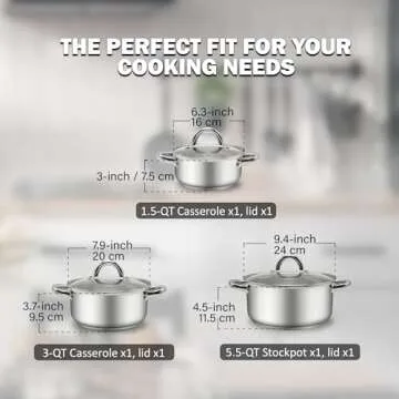 Cook N Home 6-Piece Stainless Steel Cookware Set