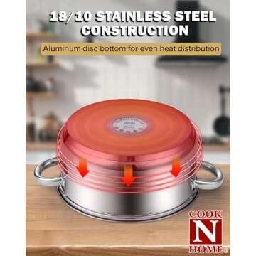 Cook N Home 6-Piece Stainless Steel Cookware Set