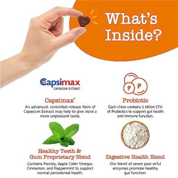 Zesty Paws Chew No Poo Bites for Dogs - Coprophagia Relief - Stool Eating Deterrent Soft Chews for Dogs - Gut, Periodontal & Immune System Support with Probiotics - Chicken - 90 Ct