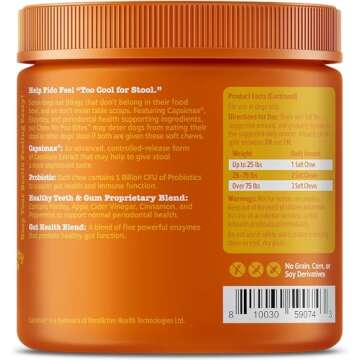 Zesty Paws Chew No Poo Bites for Dogs - Coprophagia Relief - Stool Eating Deterrent Soft Chews for Dogs - Gut, Periodontal & Immune System Support with Probiotics - Chicken - 90 Ct