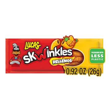 Lucas Skwinkles Pineapple - Tamarind Filled Flavored Sweet & Sour Candy Strips, 0.92oz - 12 Pieces for Treats, Fruit, Parties, Piñatas