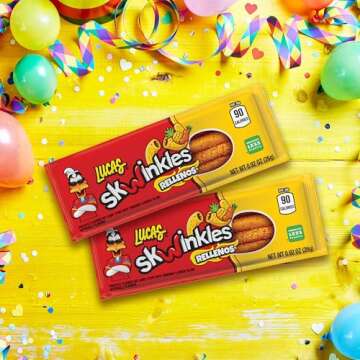 Lucas Skwinkles Pineapple - Tamarind Filled Flavored Sweet & Sour Candy Strips, 0.92oz - 12 Pieces for Treats, Fruit, Parties, Piñatas