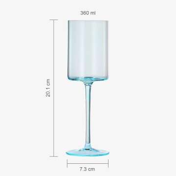 Khen Colored Square Crystal Wine Glasses Set of 6, Gift For Her, Him, Friend - Large 12 oz, Italian Style Tall Drinkware - Valentine's Day Red & White, Dinner, Color Beautiful Glassware, Stemmed Glass