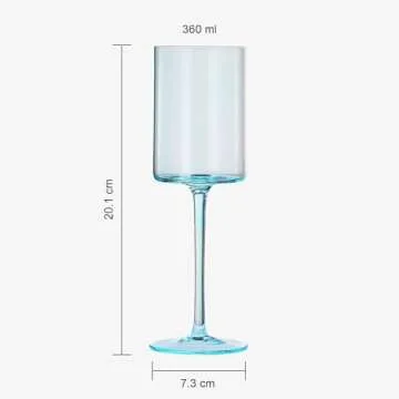 Khen Colored Square Crystal Wine Glasses Set of 6, Gift For Her, Him, Friend - Large 12 oz, Italian Style Tall Drinkware - Valentine's Day Red & White, Dinner, Color Beautiful Glassware, Stemmed Glass