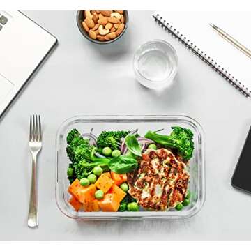 M MCIRCO 30 Pieces Glass Food Storage Containers with Upgraded Snap Locking Lids,Glass Meal Prep Containers Set - Airtight Lunch Containers, Microwave, Oven, Freezer and Dishwasher Friendly (White)