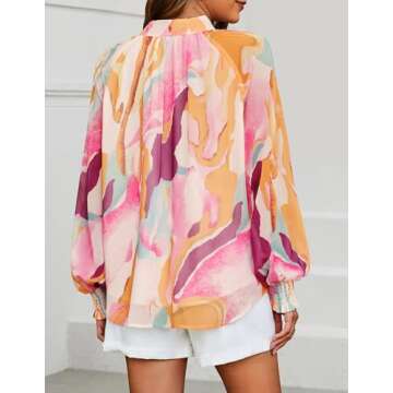 ZESICA Women's Floral Print Blouse 2025 Long Sleeve Button Down Casual Fall Boho Oversized Tops Shir...