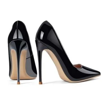 GENSHUO Women's 4.7 Inch Pumps Pointy Closed Toe Stiletto Sexy High Heels Slip on Porm Party Wedding Dress Shoes Black Heeled Size 8