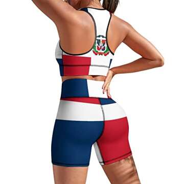 AuHomea Women Yoga Set with Dominican Flag Design