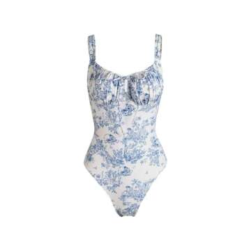 BERLOOK Women’s Tie Floral Sexy One-Piece Tankini Bathing Suits Slimming Swimsuit