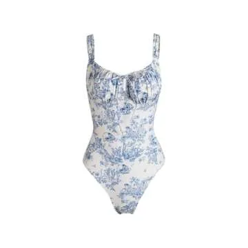 BERLOOK Women’s Tie Floral Sexy One-Piece Tankini Bathing Suits Slimming Swimsuit