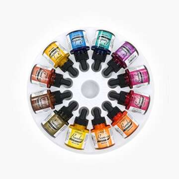 Dr. Ph. Martin's Bombay India Ink (Set 2) Ink Set, 1.0 oz, Set 2 Colors, 1 Set of 12 Bottles.