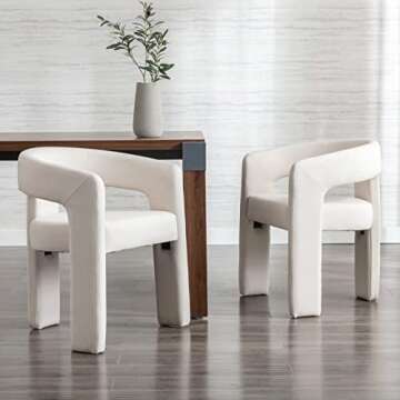 RIVOVA Modern Barrel Dining Chair, Linen Upholstered Accent Side Chair with Arms Comfy Makeup Vanity...