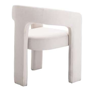 RIVOVA Modern Barrel Dining Chair, Linen Upholstered Accent Side Chair with Arms Comfy Makeup Vanity Chair, Dining Living Room Kitchen Chair, Beige