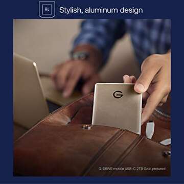 G-Technology 1TB G-DRIVE mobile USB-C Portable External Hard Drive, Silver - 0G04876-1