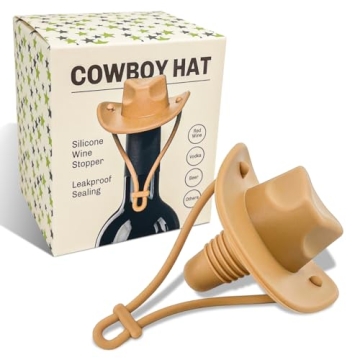 Cowboy Hat Silicone Wine Stopper -Wine Accessories Gifts for Men-Fun Wine Corks for New Years Eve Pa...
