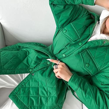 Flygo Women's Stylish Quilted Winter Jacket with Belt