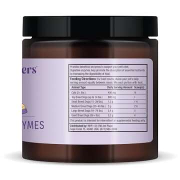 Bark & Whiskers Digestive Enzymes Kibble Diet, for Dogs & Cats, 4.23 oz. (120 g), 150 Scoops, Promotes Carb & Starch Breakdown, Veterinarian Formulated, Non-GMO, Dr. Mercola