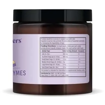 Bark & Whiskers Digestive Enzymes Kibble Diet, for Dogs & Cats, 4.23 oz. (120 g), 150 Scoops, Promotes Carb & Starch Breakdown, Veterinarian Formulated, Non-GMO, Dr. Mercola