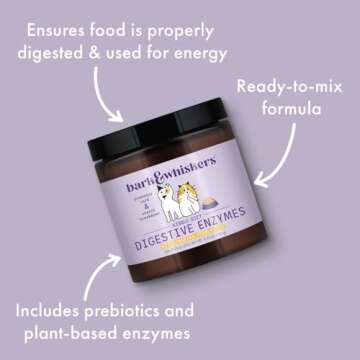 Bark & Whiskers Digestive Enzymes Kibble Diet, for Dogs & Cats, 4.23 oz. (120 g), 150 Scoops, Promotes Carb & Starch Breakdown, Veterinarian Formulated, Non-GMO, Dr. Mercola