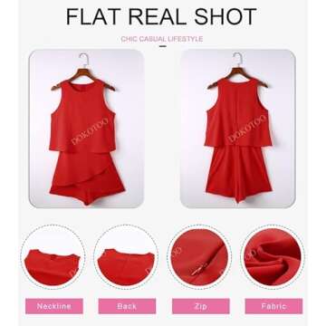 Dokotoo Womens Juniors Fashion 2025 Elegant Summer Casual Sexy Off The Shoulder Halter Neck Ruffle Chiffon Sleeveless One Piece Short Rompers Jumpsuits for Women Red S