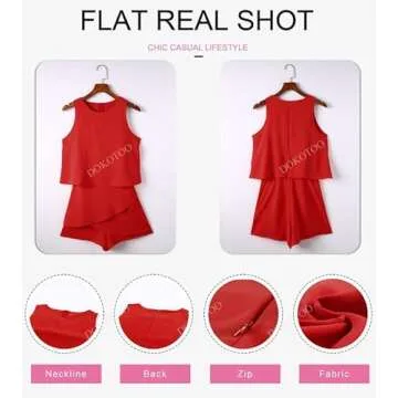 Dokotoo Womens Juniors Fashion 2025 Elegant Summer Casual Sexy Off The Shoulder Halter Neck Ruffle Chiffon Sleeveless One Piece Short Rompers Jumpsuits for Women Red S