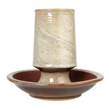 Stoneware Match Holder with Striker Plate, Reactive Glaze, Grey (Each One Will Vary)