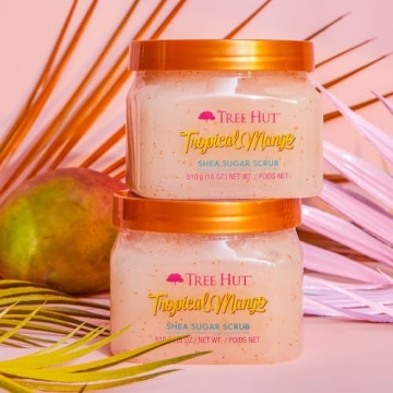 Tree Hut Shea Sugar Scrub Tropical Mango, 18oz, Ultra Hydrating and Exfoliating Scrub for Nourishing Essential Body Care