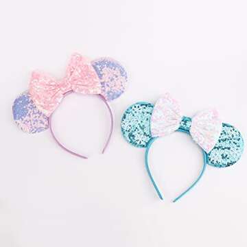 DRESHOW Mouse Ears Bow Headbands Glitter Party Decoration Cosplay Costume for Girls & Women