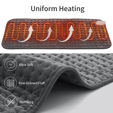 SameBed Heating Pad for Back Pain Relief, Electric Heating Pads for Cramps with Auto Shut Off, Moist/Dry Heat Therapy, Holiday Christmas Gifts for Women Men Mom Dad (12"x24"), Gray