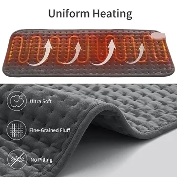 SameBed Heating Pad for Back Pain Relief, Electric Heating Pads for Cramps with Auto Shut Off, Moist/Dry Heat Therapy, Holiday Christmas Gifts for Women Men Mom Dad (12"x24"), Gray