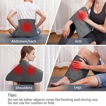 SameBed Heating Pad for Back Pain Relief, Electric Heating Pads for Cramps with Auto Shut Off, Moist/Dry Heat Therapy, Holiday Christmas Gifts for Women Men Mom Dad (12"x24"), Gray