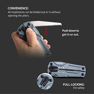 NexTool Multitool with Dual Safety Locking, 14 in 1 Multi-Tool with Pocket Knife, 9 in 1 Bits Set and Serrated Knife, Multitool Knife Perfect for Camping, Fishing, Bushcraft (Sailor Pro)