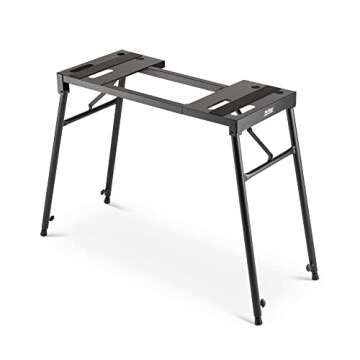 On-Stage KS7150 Platform-Style Keyboard Stand (Setup for Keyboards, Synths, Organs, and Electric Pianos, 230 lb Capacity, Adjustable Height and Width, Folding, Portable, Rubber Feet, Metal, Black)