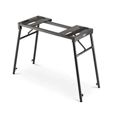 On-Stage KS7150 Platform-Style Keyboard Stand (Setup for Keyboards, Synths, Organs, and Electric Pianos, 230 lb Capacity, Adjustable Height and Width, Folding, Portable, Rubber Feet, Metal, Black)