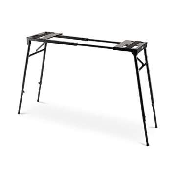 On-Stage KS7150 Platform-Style Keyboard Stand (Setup for Keyboards, Synths, Organs, and Electric Pianos, 230 lb Capacity, Adjustable Height and Width, Folding, Portable, Rubber Feet, Metal, Black)