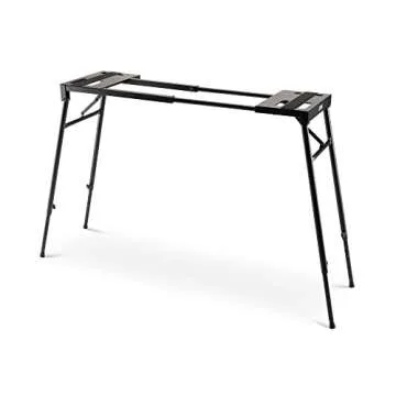 On-Stage KS7150 Platform-Style Keyboard Stand (Setup for Keyboards, Synths, Organs, and Electric Pianos, 230 lb Capacity, Adjustable Height and Width, Folding, Portable, Rubber Feet, Metal, Black)