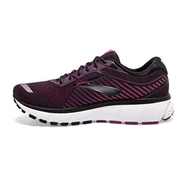 Brooks Womens Ghost 12 Running Shoe - Black/Hollyhock/Pink - B - 7.0
