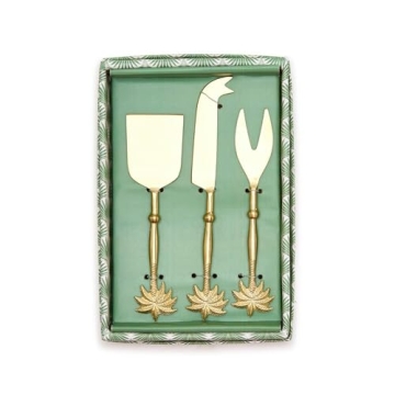 Two's Company Palm Tree Set of 3 Cheese Knives Gift Set