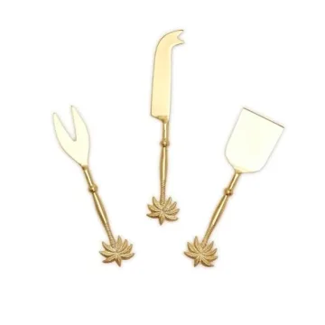 Two's Company Palm Tree Set of 3 Cheese Knives Gift Set