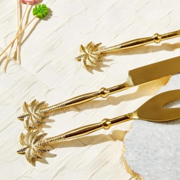 Two's Company Palm Tree Set of 3 Cheese Knives Gift Set