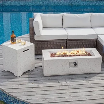 COSIEST 42" Outdoor Propane Fire Pit Table Set for Elegance