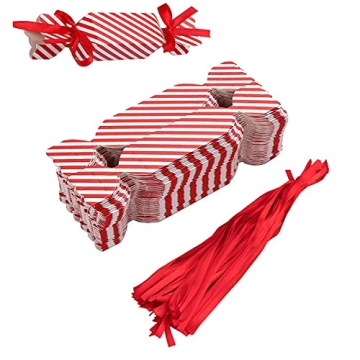 DARENYI 50 Pcs Christmas Candy Boxes Empty Treat Boxes with Ribbon Red Small Candy Boxes for Sweets,...