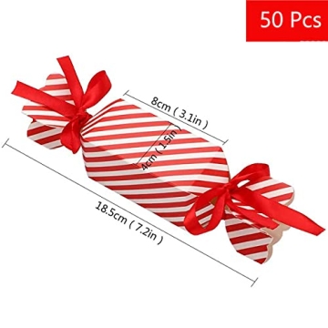 DARENYI 50 Pcs Christmas Candy Boxes with Ribbon