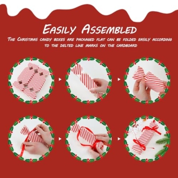 DARENYI 50 Pcs Christmas Candy Boxes with Ribbon