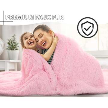 BENRON Light Pink Throw Blankets, Soft Shaggy Fuzzy Sherpa Cute Baby Pink Throw Cozy Fluffy Faux Fur Blankets for Bed Couch Sofa Washable, 50"x60"