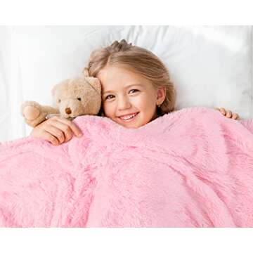 BENRON Light Pink Throw Blankets, Soft Shaggy Fuzzy Sherpa Cute Baby Pink Throw Cozy Fluffy Faux Fur Blankets for Bed Couch Sofa Washable, 50"x60"