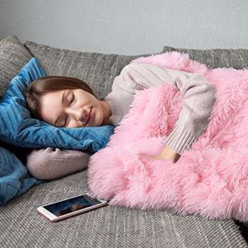 BENRON Light Pink Throw Blankets, Soft Shaggy Fuzzy Sherpa Cute Baby Pink Throw Cozy Fluffy Faux Fur Blankets for Bed Couch Sofa Washable, 50"x60"