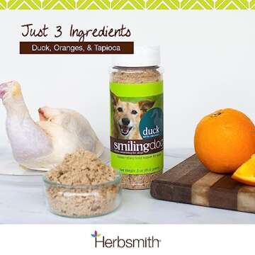 Herbsmith Kibble Seasoning – Freeze Dried Duck – Dog Food Topper for Picky Eaters – Grocery-Gr...
