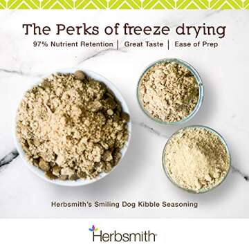 Herbsmith Kibble Seasoning – Freeze Dried Duck – Dog Food Topper for Picky Eaters – Grocery-Grade Fruits + Veggies – 3oz