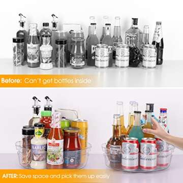 URALFA 2-Pack Lazy Susan Cabinet Organizer, Plastic Lazy Susan Turntable, 11" Rotating Round Lazy Susan Spice Rack Organizer for Pantry, Countertop, Clear